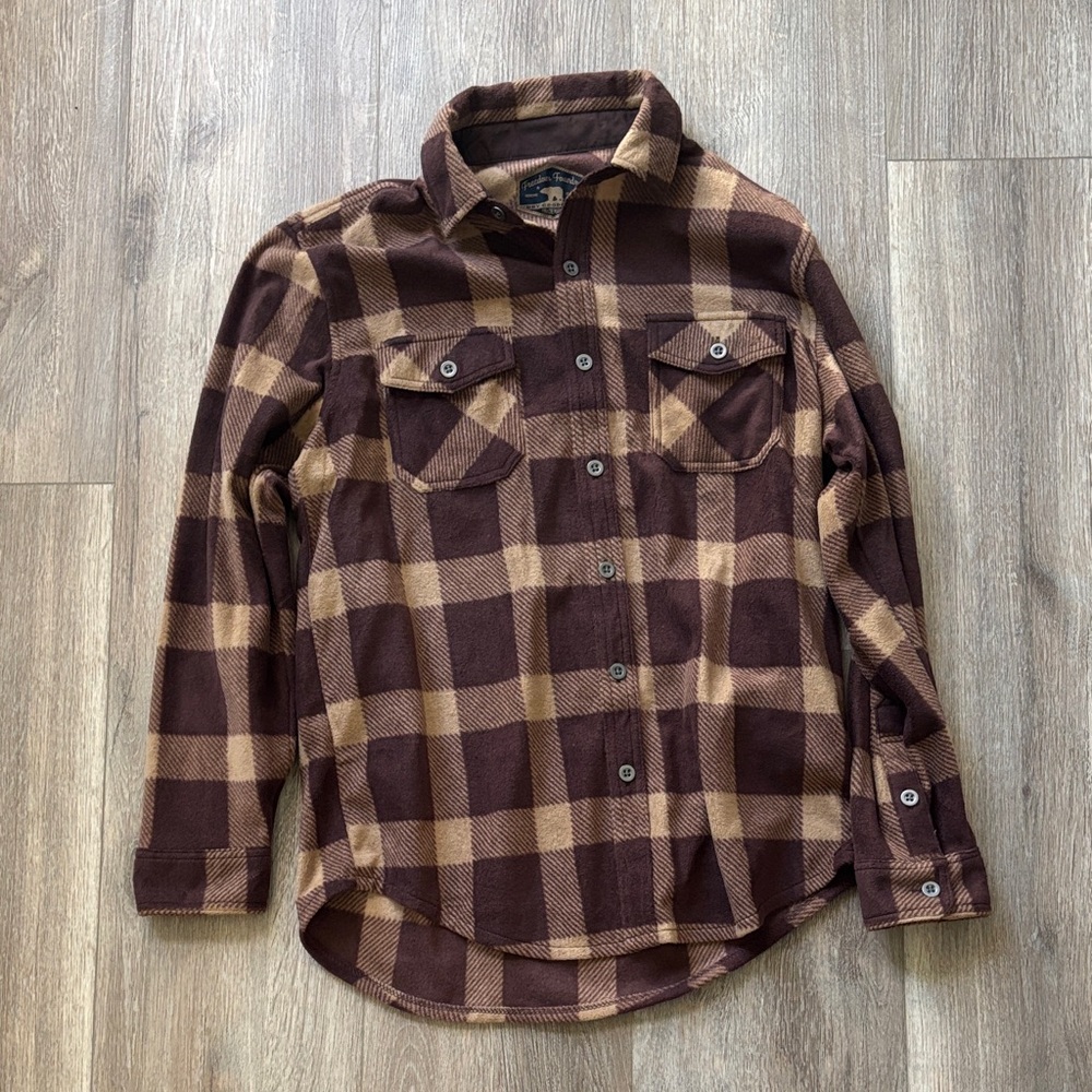 Brown Plaid Button-Up Shirt